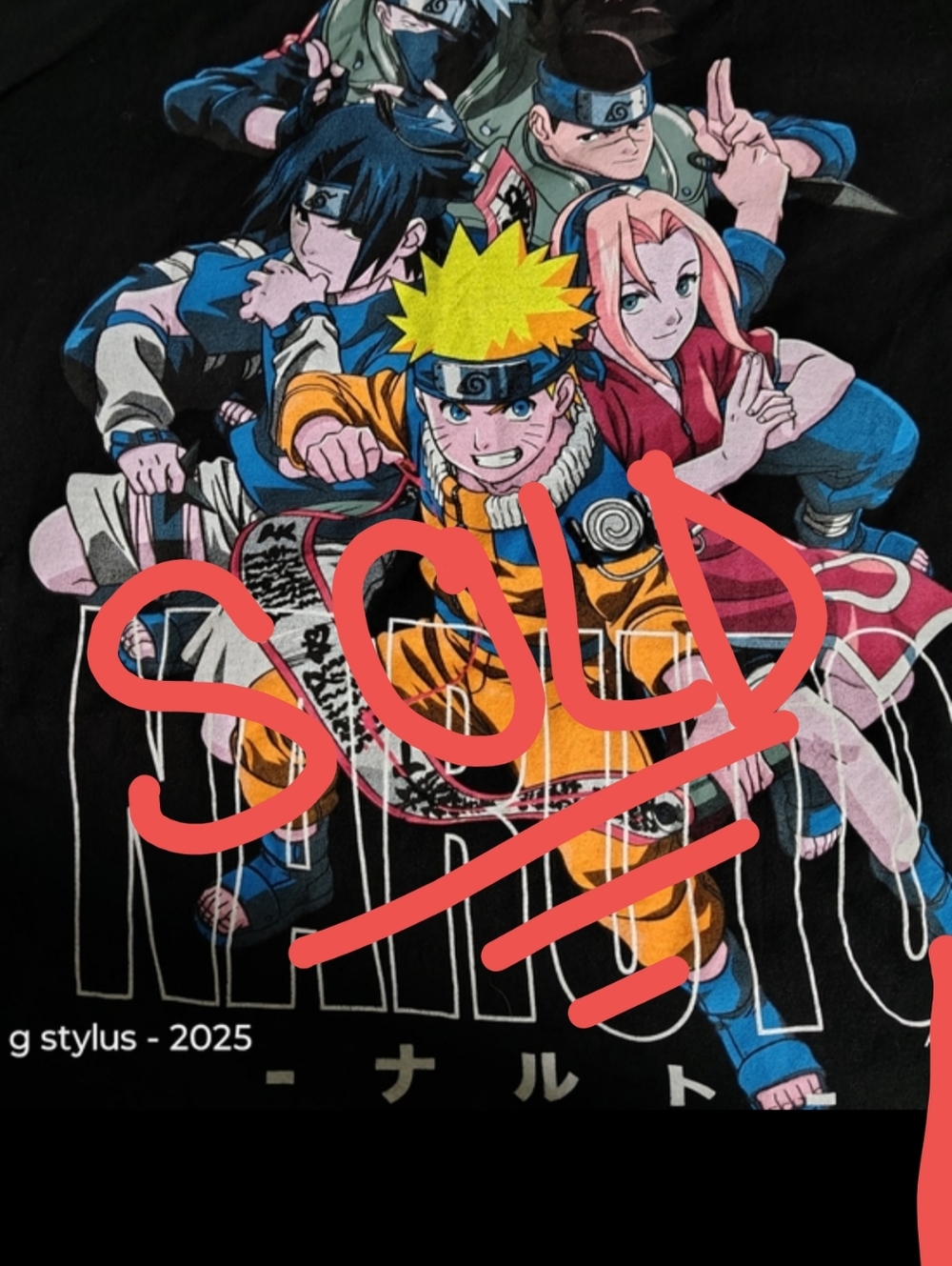 🟡🔥NARUTO Graphic Tee - Bold Black with Multicolor Print- Large ( NWOT)